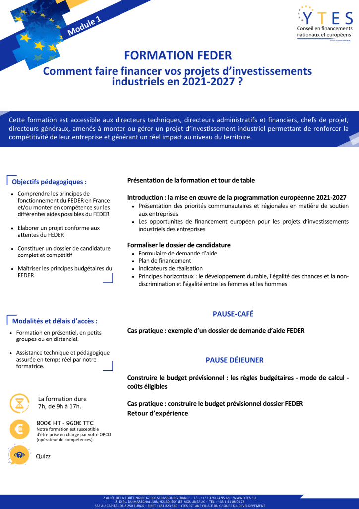 FORMATION SUBVENTION EUROPEENNE